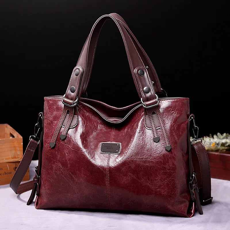 New Fashion Casual Tote Bag Women Handbags Soft Leather Shoulder Bags For 2023 Ladies Vintage Big Capacity Crossbody Hand Bag