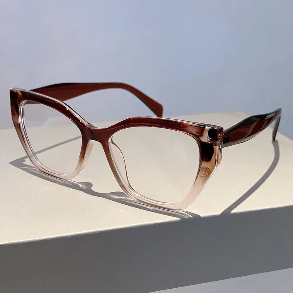 Women's Oversized Cat Eye Colour Block Blue Light Glasses | UV400 · Tortoise Accent · Plain Lens | 4 Colours | Braviixx