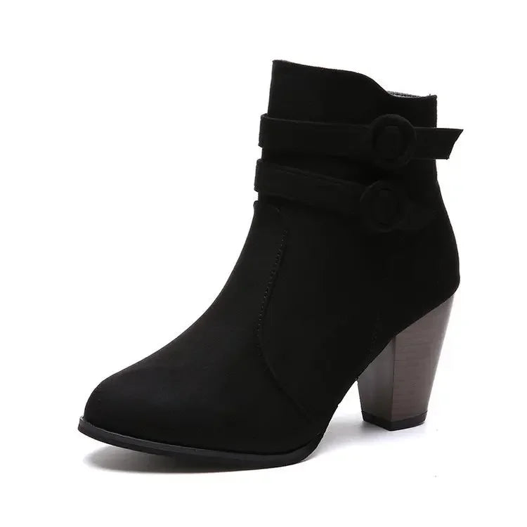Zip-Up Block-Heel Ankle Boots | Women's | Braviixx