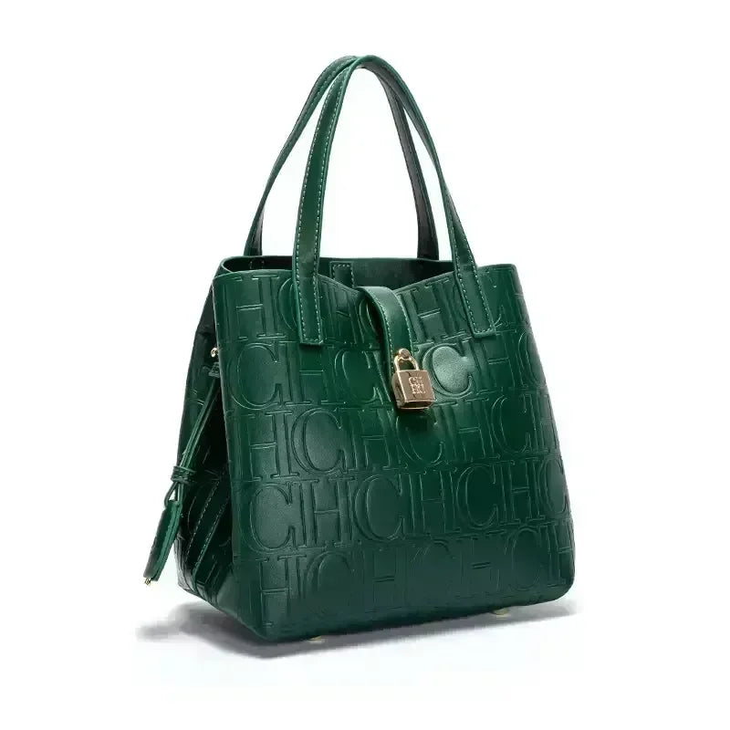 CH Women Tote Bag High Quality Pu Leather Top Handle Handbag With Lock Decoration Crossbody Shoulder Bag For Work Daily