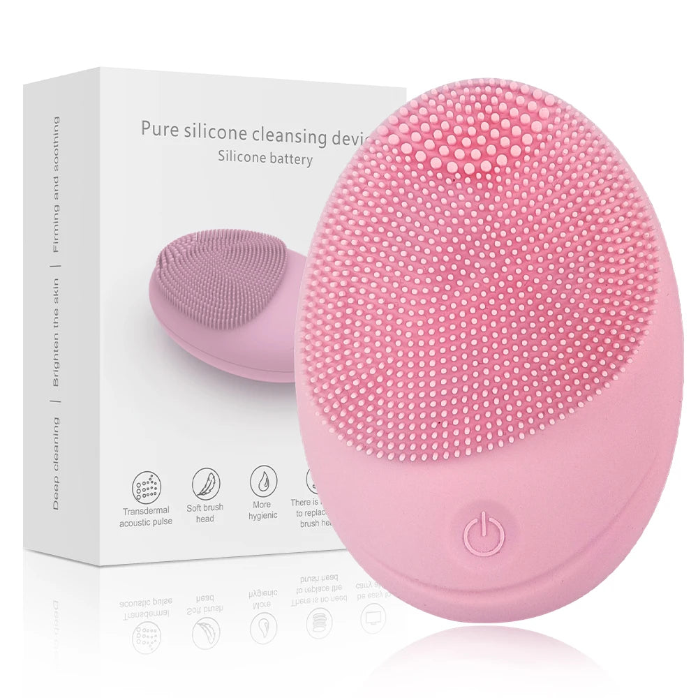 Facial Cleansing Brush Made with Ultra Hygienic Soft Silicone, Waterproof Sonic Vibrating Face Brush for Deep Cleansing, Gentle