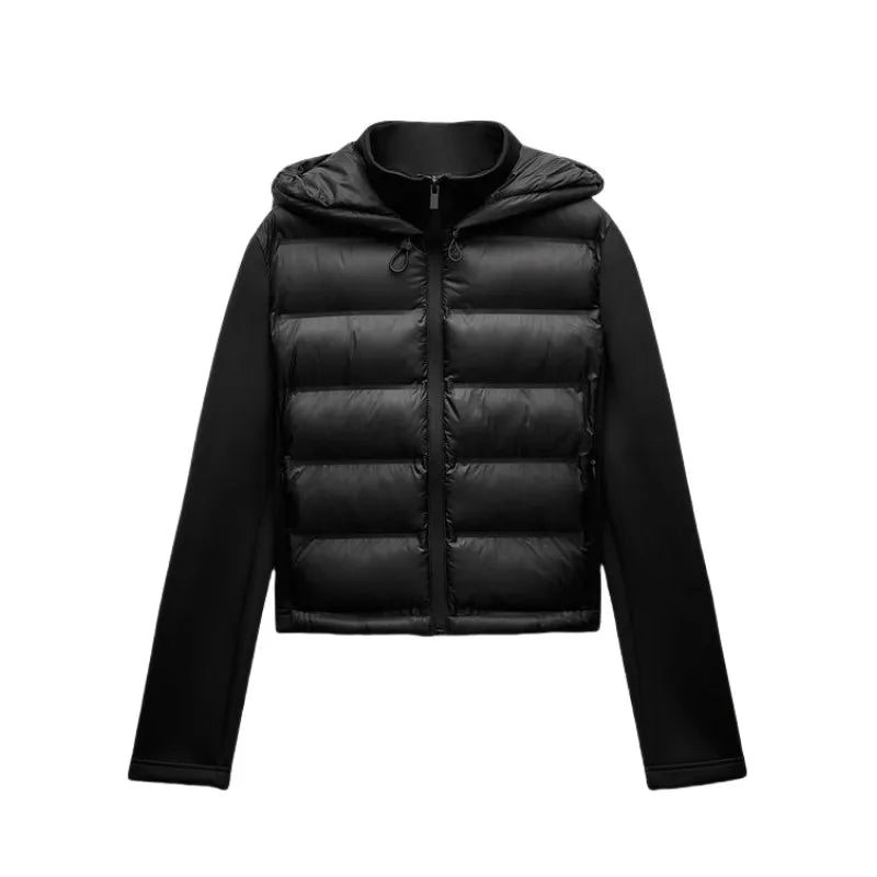 Women's Hooded Quilted Jacket | Stand Collar & Contrast Sleeves | Braviixx