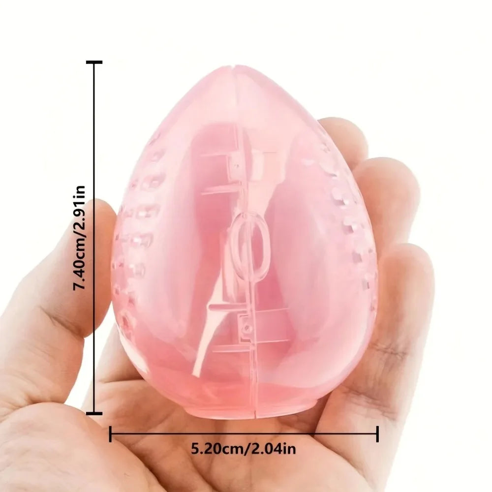 Egg-Shaped Makeup Sponge Storage Box | Vented Drying Case · Beauty Blender Holder | Transparent · Pink | Braviixx