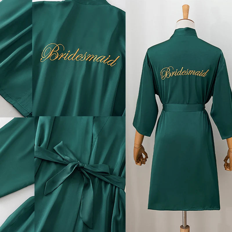 Wedding Bride Bridesmaid Robe Dressing Gown Sexy Women Bathrobe Nightgown Short Sleepwear Casual Flower Kimono Geisha M L XL