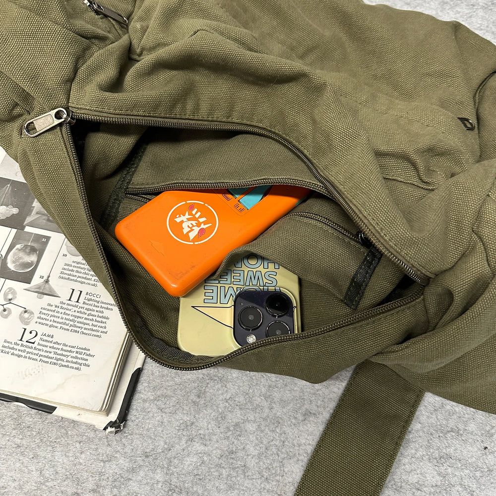Canvas Shoulder & Crossbody Bag | Multi-Pocket & Adjustable Strap | Braviixx