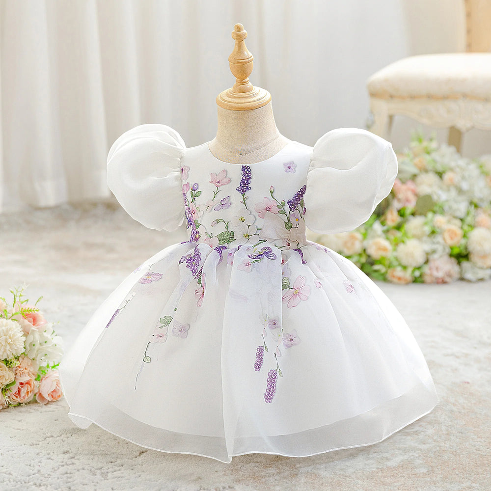 Toddler Baptism Party Baby Girls Dress Elegant Flower 1st Birthday Wedding Princess Dress Girl Christening Bridesmaids Prom Gown