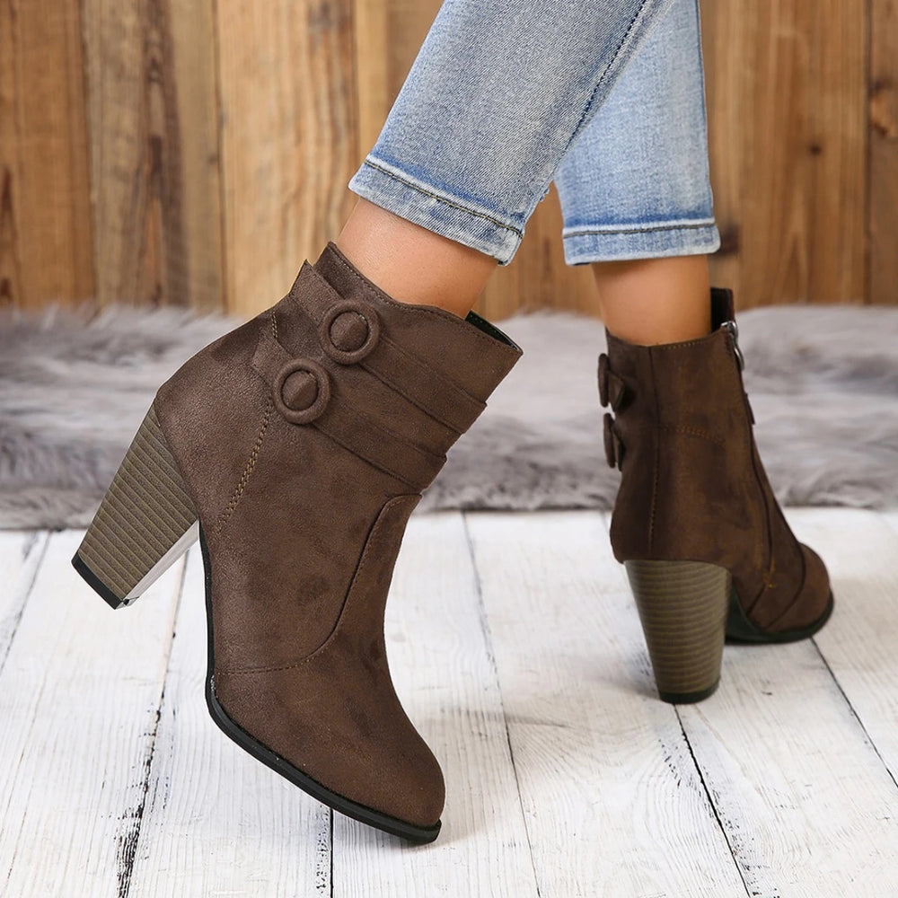 Ankle Boots | Double Buckle & Block Heel | Braviixx
