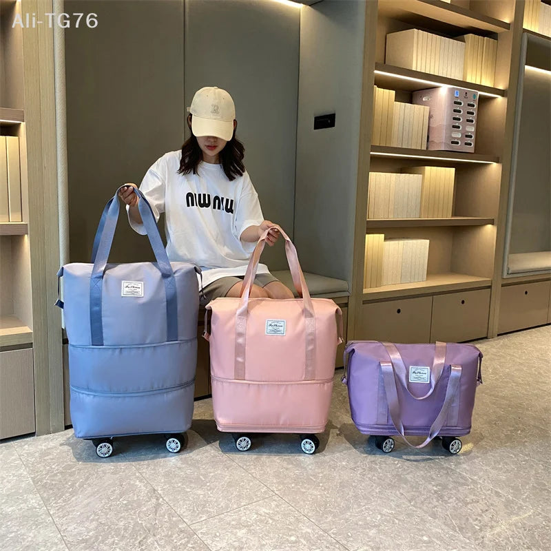 Expandable Rolling Travel Tote | Two-Level Expansion & Wheels | Braviixx