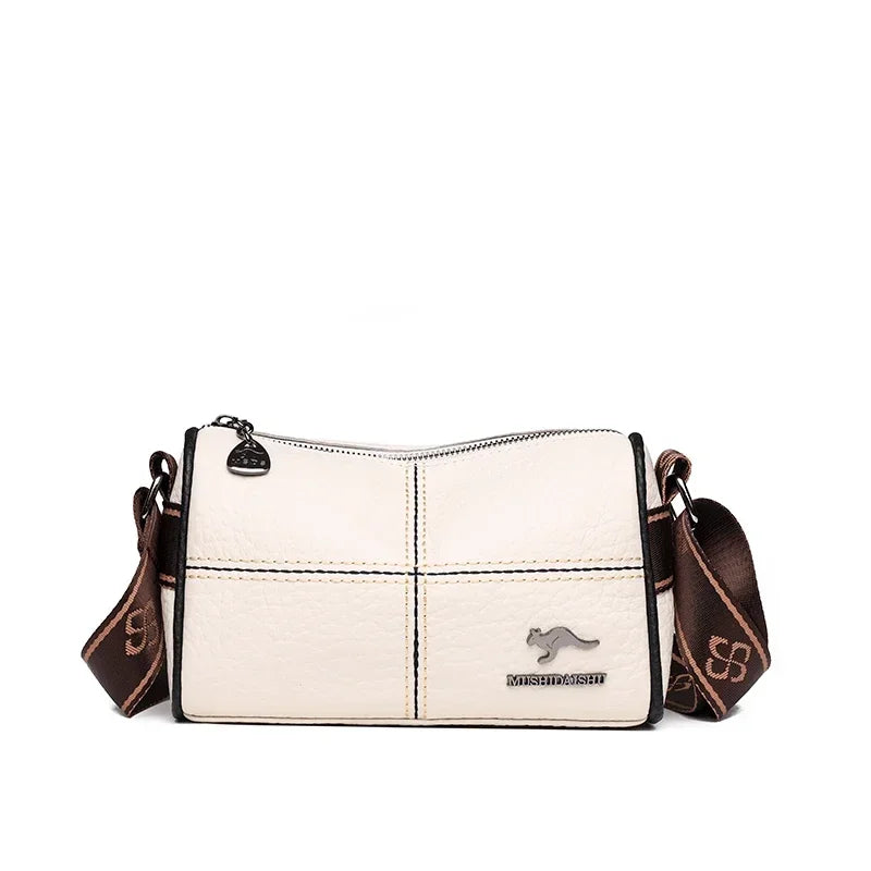 Compact Crossbody Bag | Contrast Stitching & Wide Strap | Braviixx