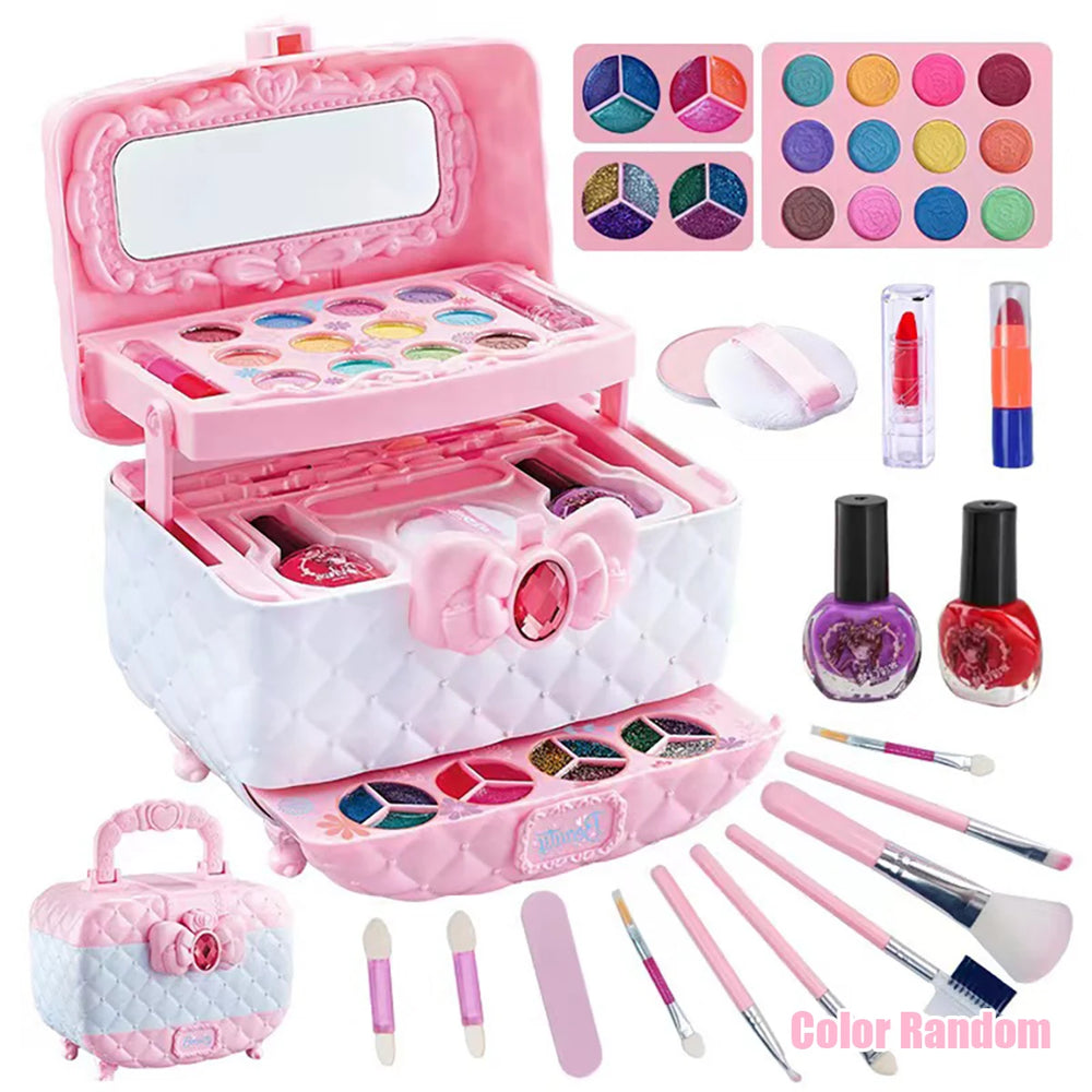 Kids Pretend Play Makeup Kit | Princess Cosmetic Toy Set with Mirror | Braviixx