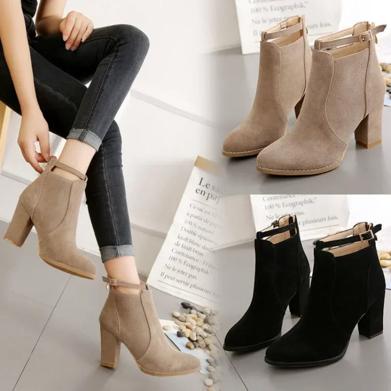 Ankle Boots | Buckle Strap & Block Heel | Braviixx