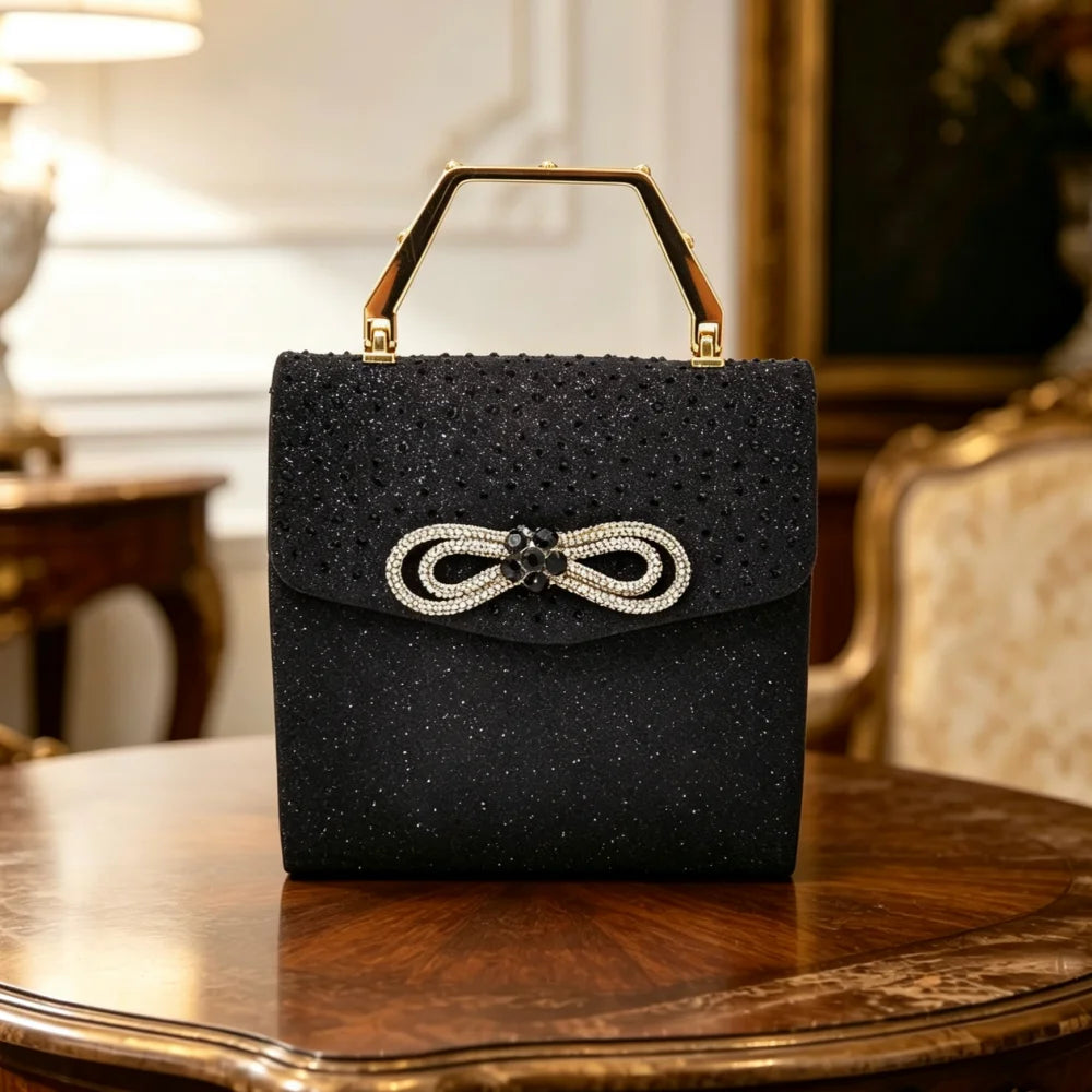 Women's Diamond Bow Evening Minaudière Bag