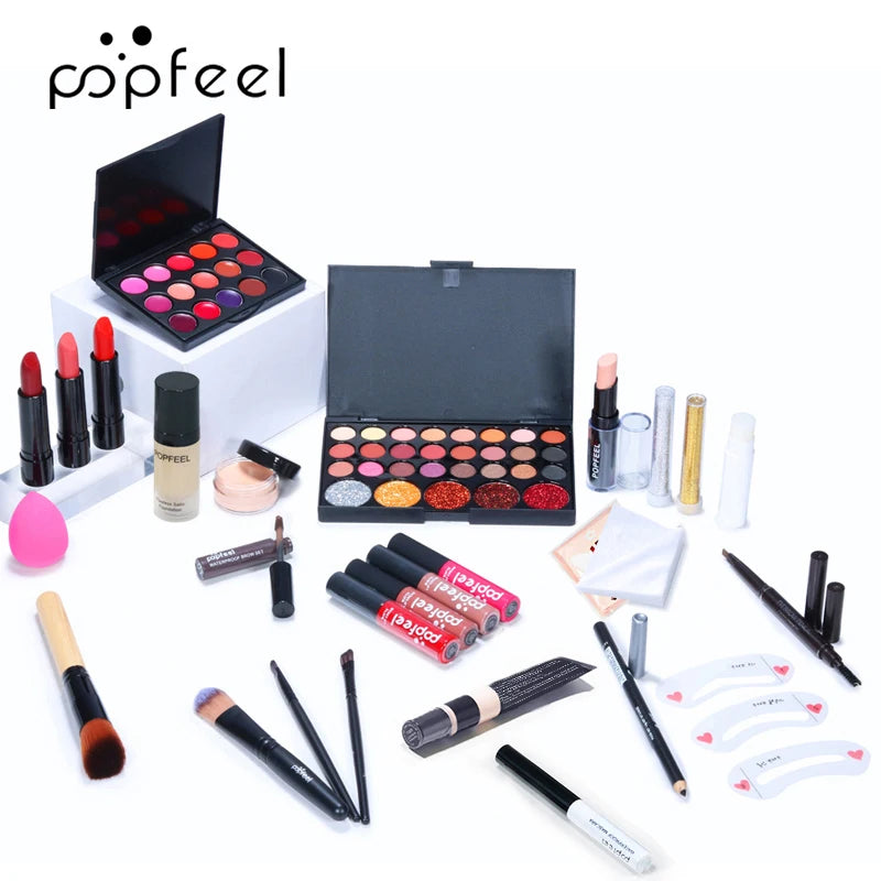 All-in-One Makeup Kit | Eyeshadow, Foundation, Primer & Lip Gloss | Braviixx