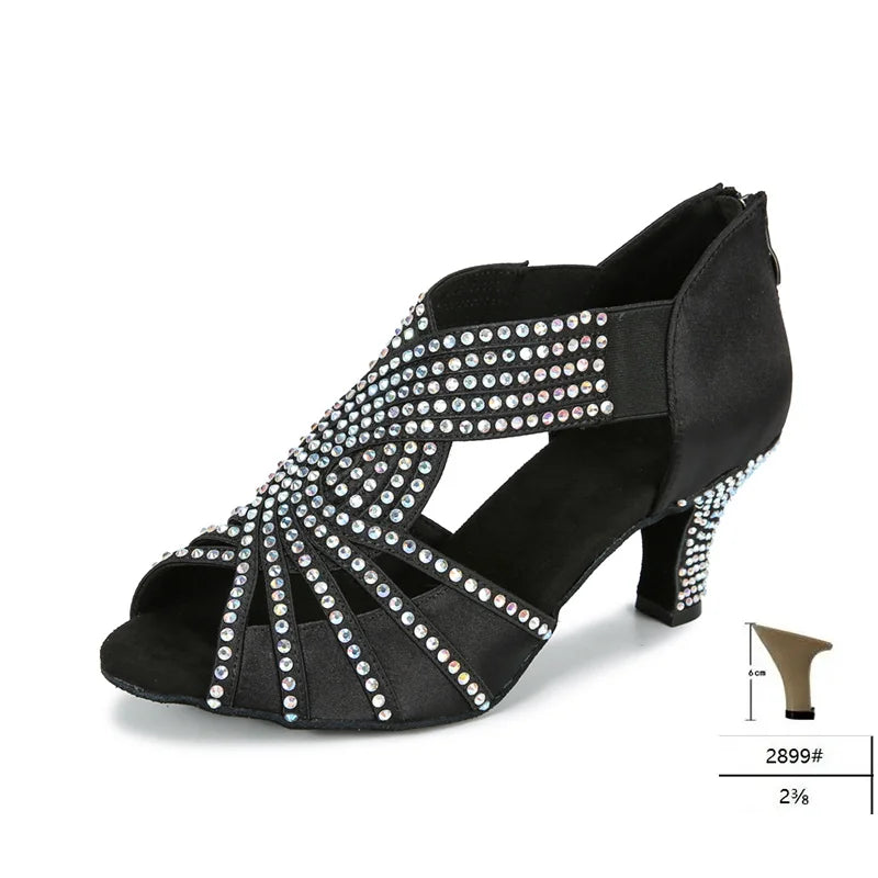 Women's Rhinestone Satin Dance Shoes | 6cm | Braviixx