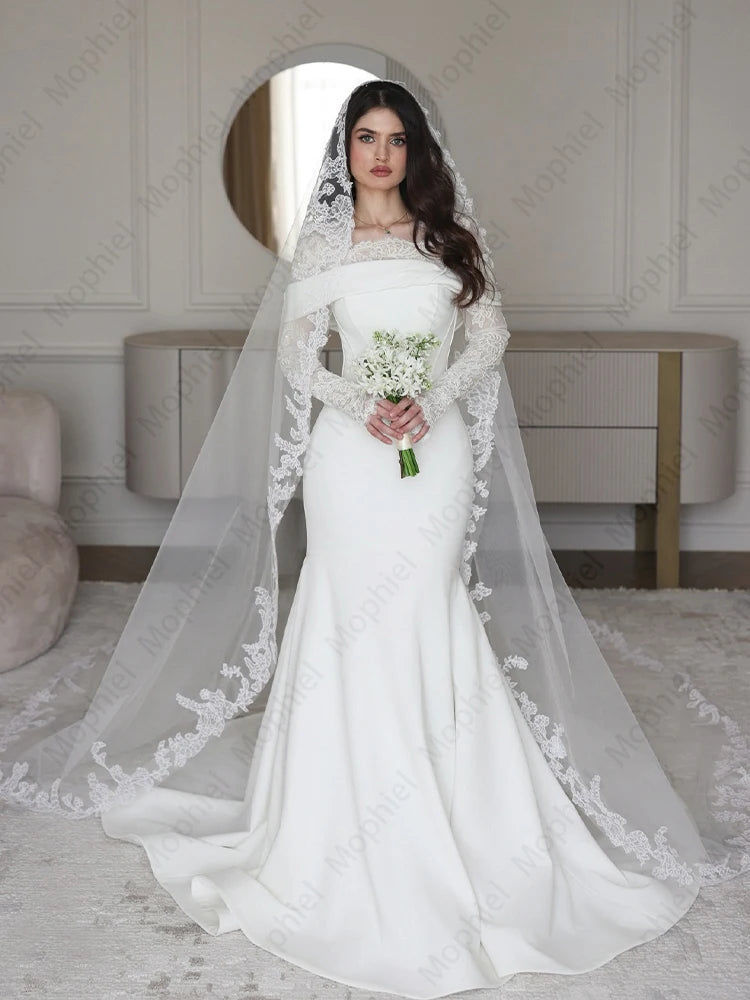 Long Sleeve Satin Mermaid Wedding Dress | Braviixx