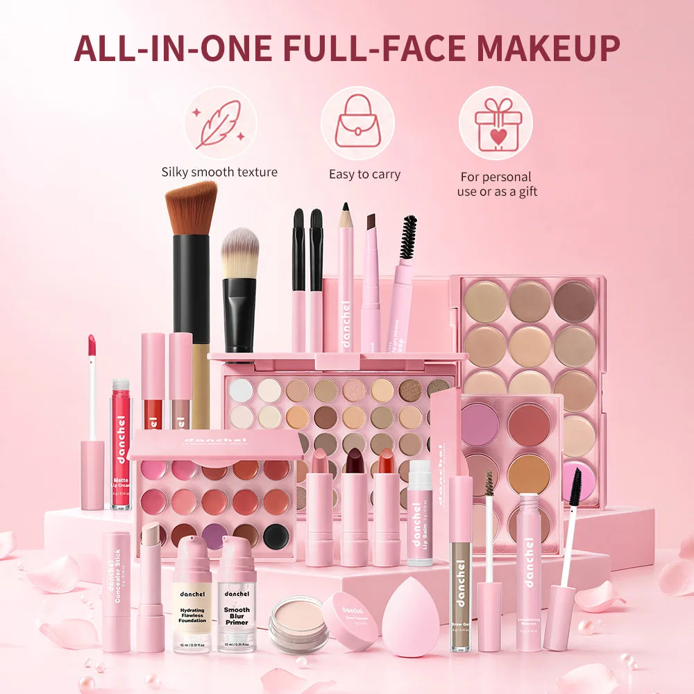 All-in-One Makeup Kit | 40-Color Palette, Blush, Lips & Tools | Braviixx