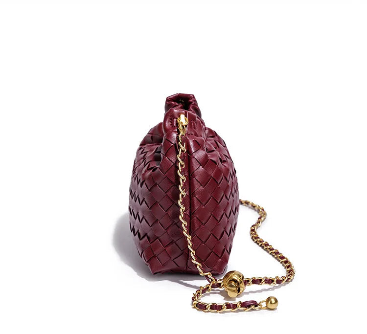 Women's Woven Crossbody Bag | Chain Strap | Braviixx