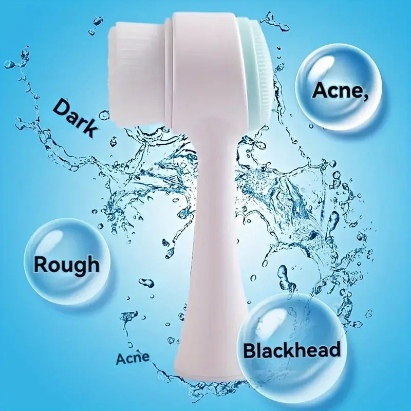 Silicone Facial Cleansing Brush, Double-Sided Deep Clean & Exfoliating Face Scrubber for Glowing Skin, Skin Care Tool
