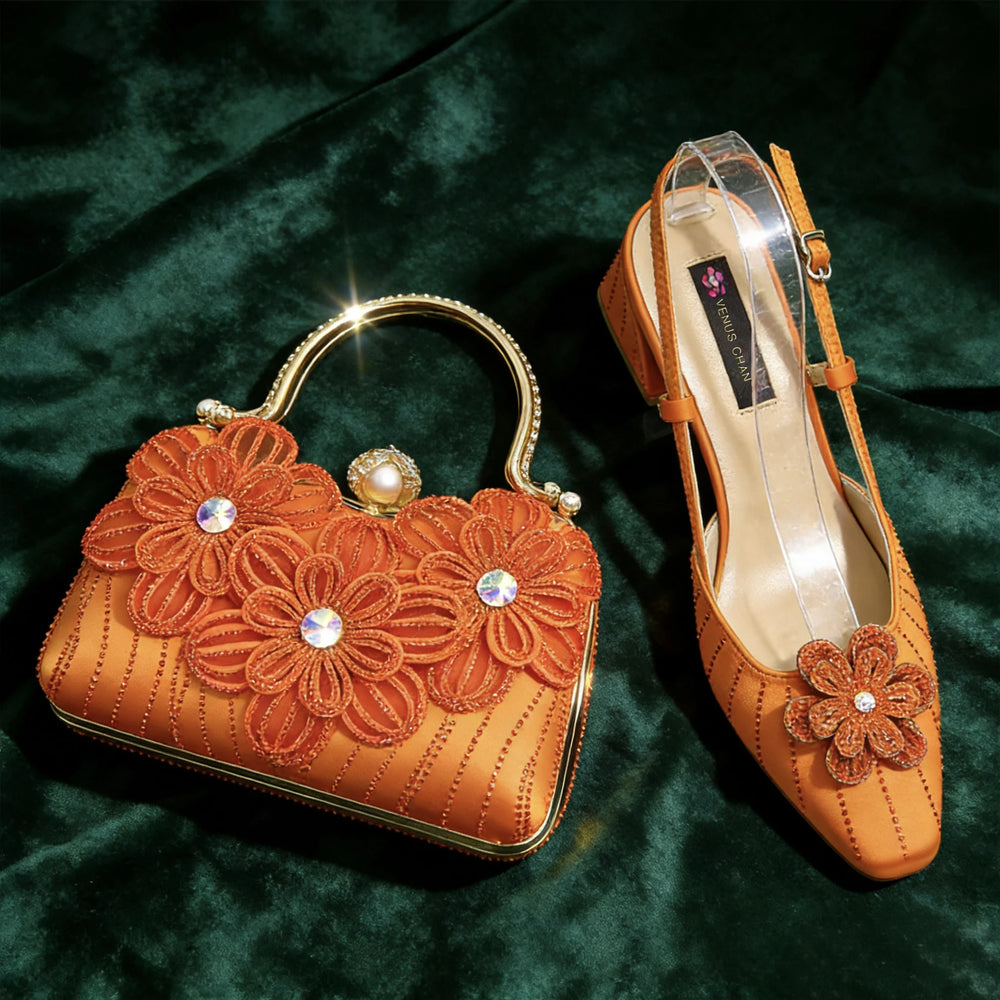 Floral Slingback Shoes & Matching Bag | Braviixx