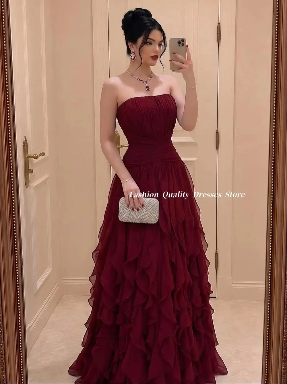 Off-Shoulder Pleated Ruffle Chiffon A-Line Gown | Formal Bridesmaid & Wedding Guest Dress