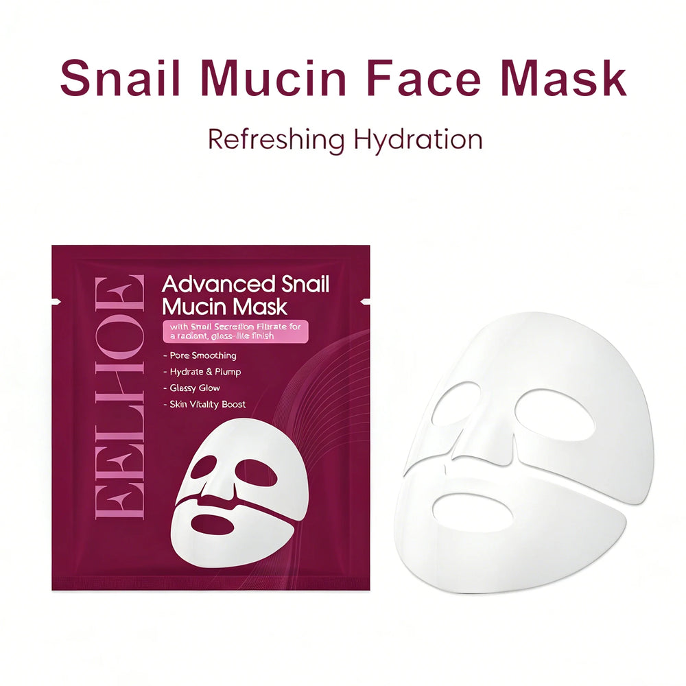 Snail Mucin Face Mask Hydrating Plump Glow Pore Smoothing Sheet Mask Snail Secretion Filtrate Glass Skin Brightens Complexion