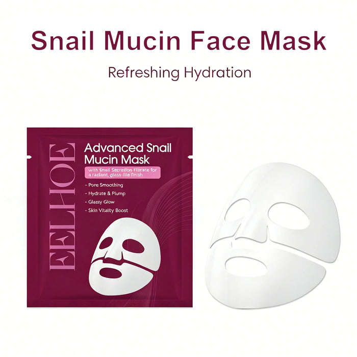 Snail Mucin Face Mask Hydrating Plump Glow Pore Smoothing Sheet Mask Snail Secretion Filtrate Glass Skin Brightens Complexion