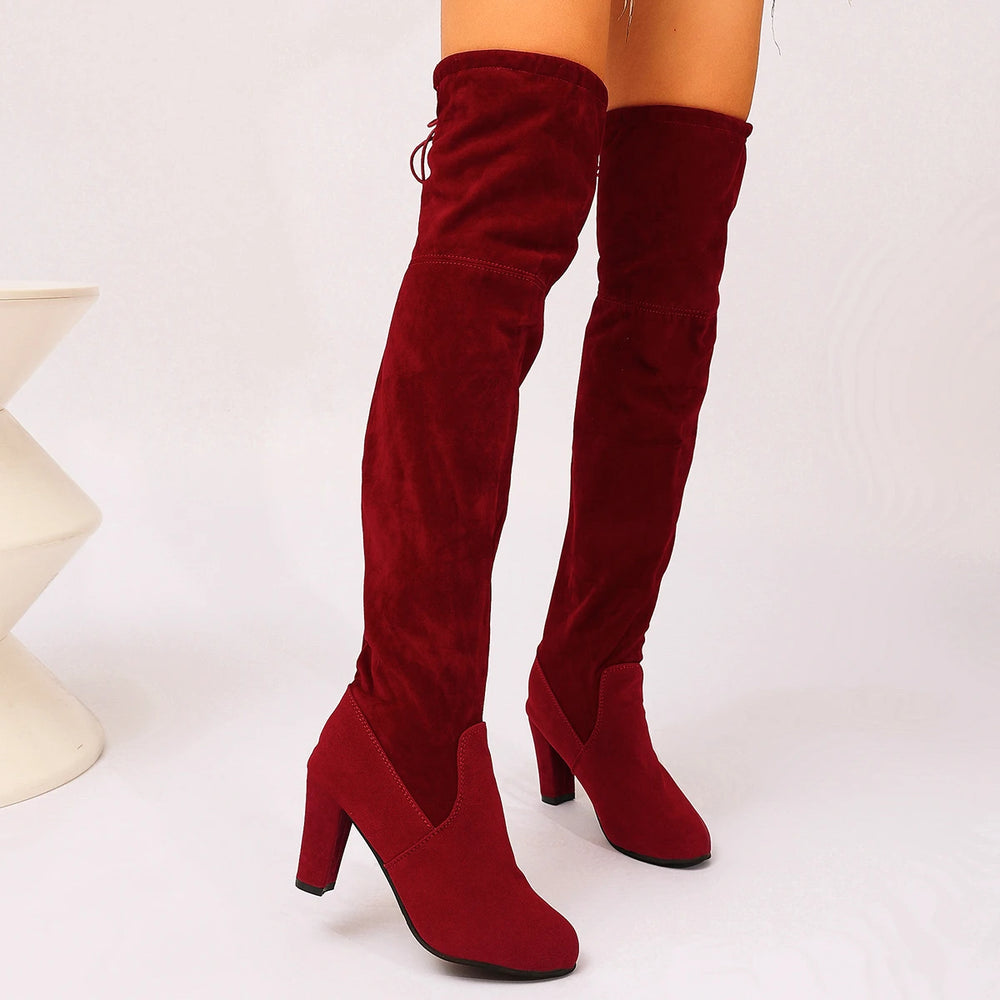 Over-the-Knee Boots | Tie Top & Block Heel | Braviixx