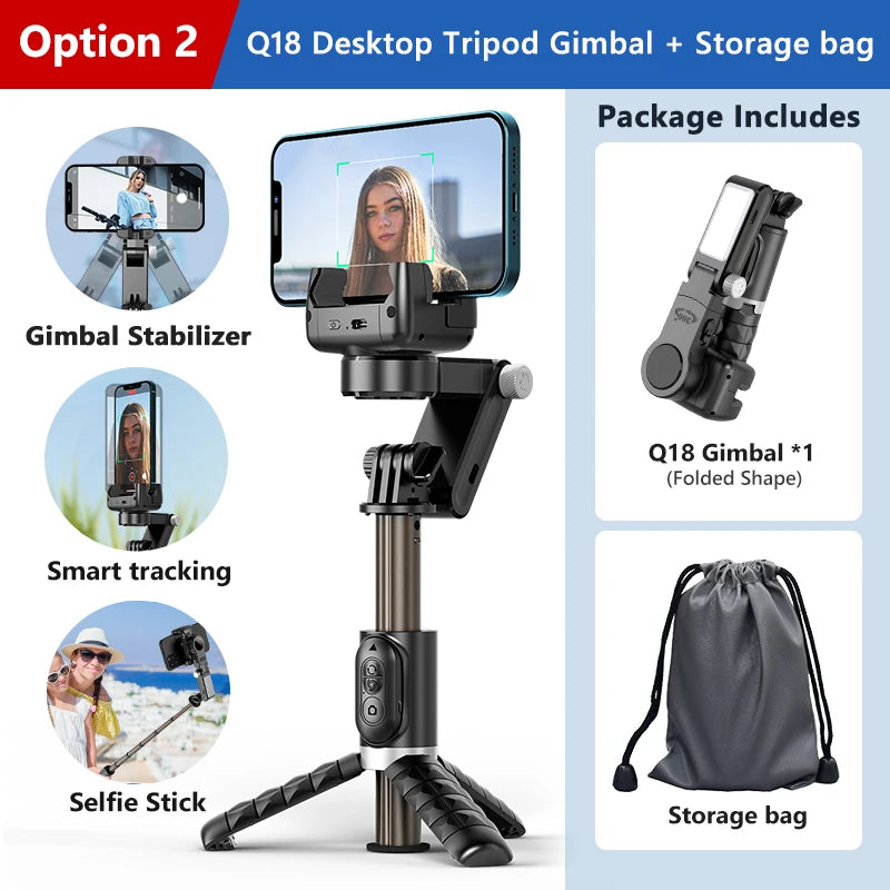 Q18 Smartphone Gimbal | Selfie Stick, Tripod & Fill Light | Braviixx