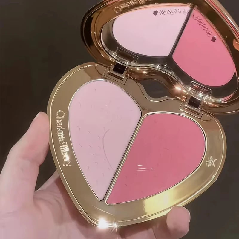 Charlotte Tilbury Air Cushion Foundation Lightweight Dewy Finish Long Lasting Heart Shape Powder Blusher Shimmer 2 in 1 Makeup
