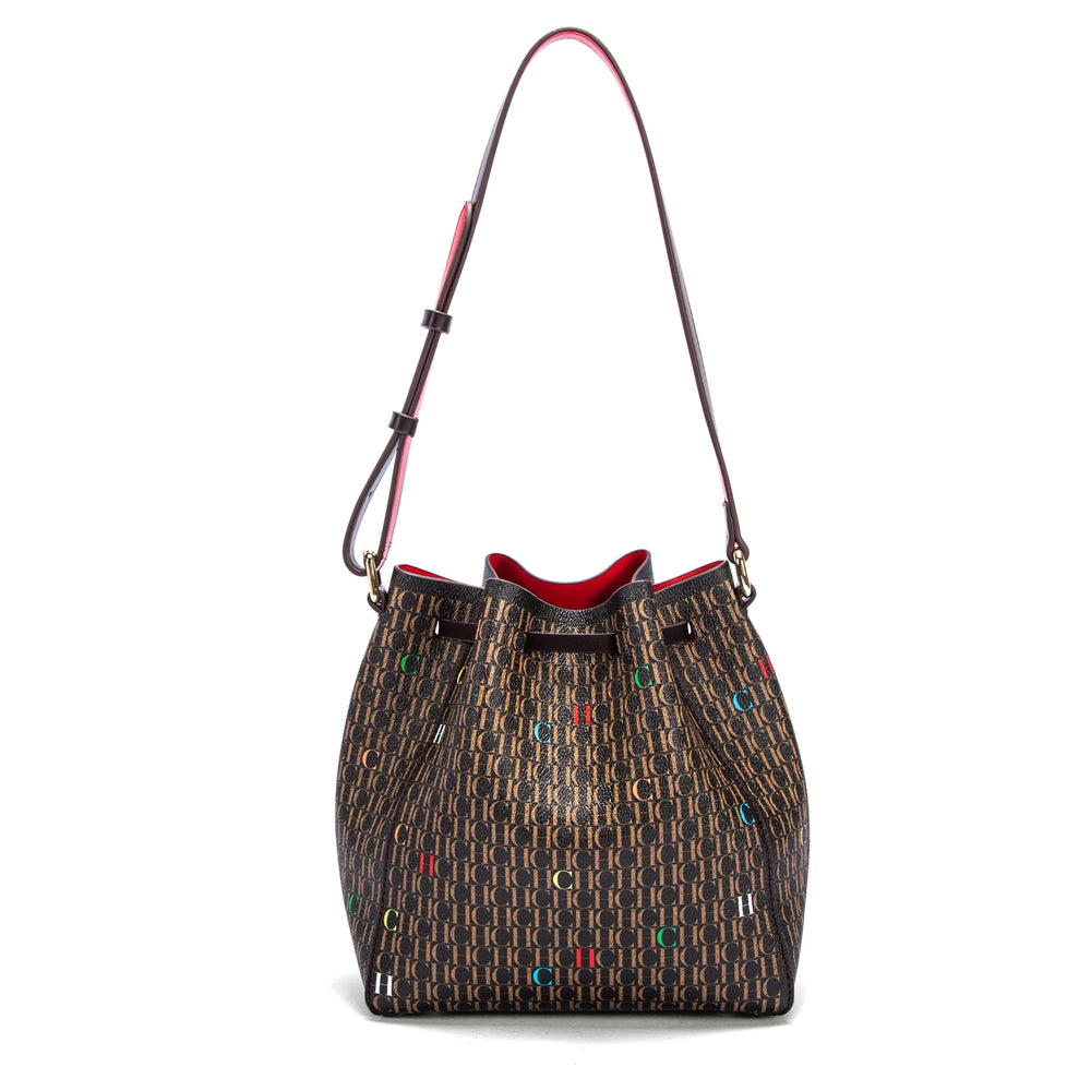 Women's Drawstring Bucket Bag | Letter Print & Shoulder Strap | Braviixx