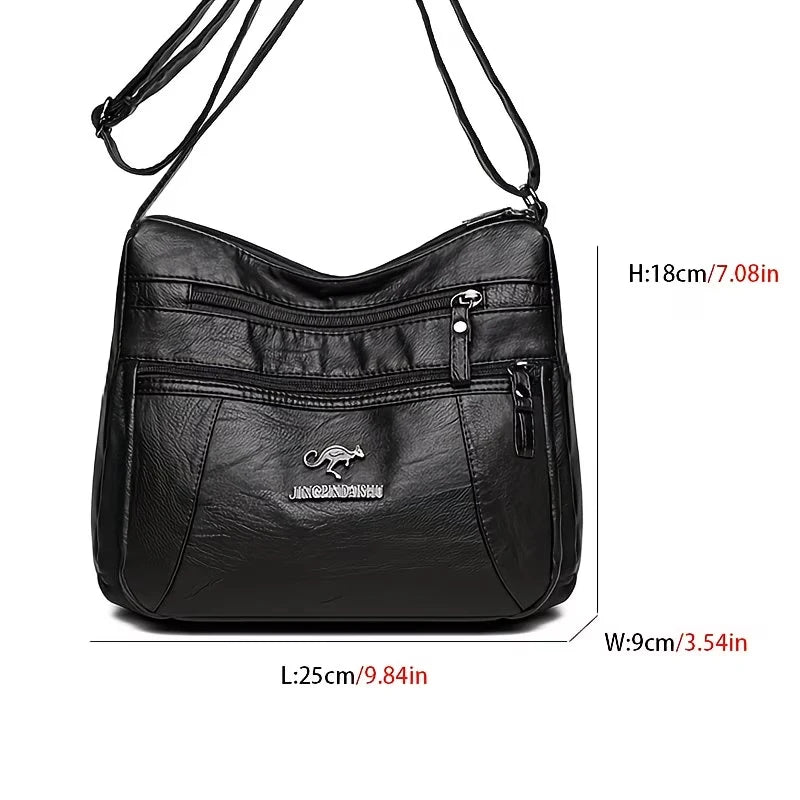 Soft Faux Leather Crossbody Bag | Multi-Zip & Adjustable Strap | Braviixx