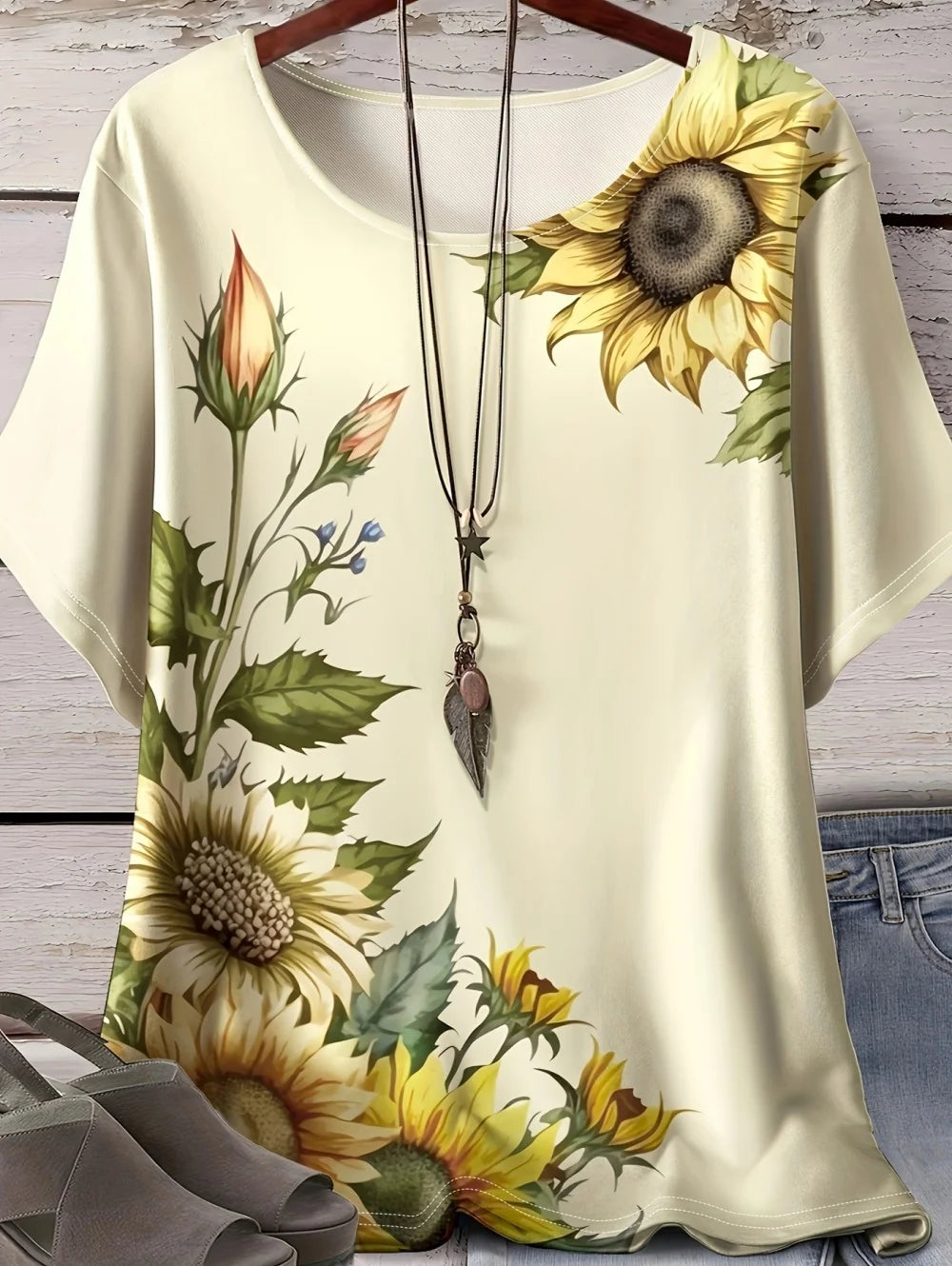 2026 Women's T-Shirt 3D Floral Pattern Print Short Sleeve O-Neck Short Sleeves Tees Graphic T-Shirts Oversized Women' S Clothes
