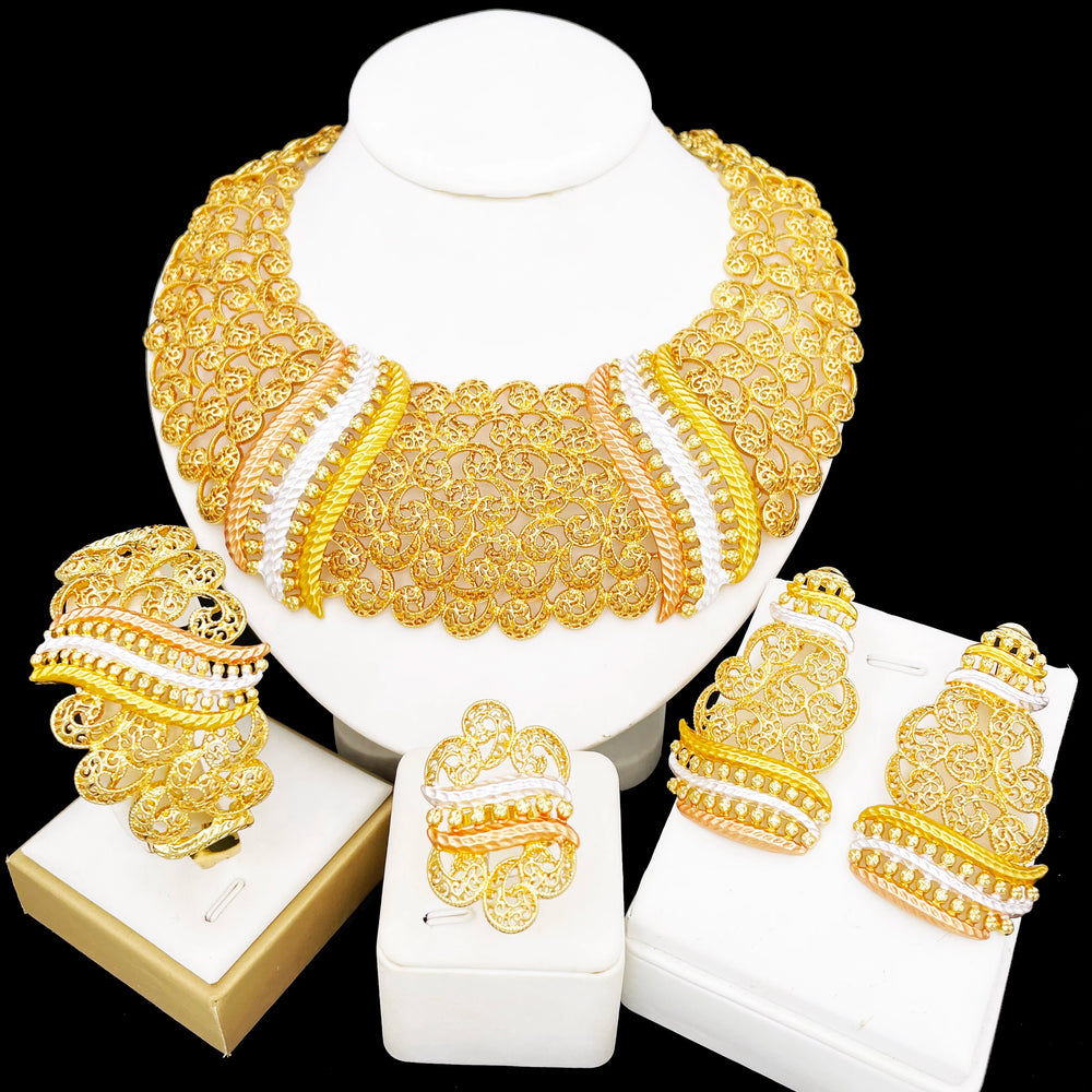 Four-Piece Necklace, Earrings, Bracelet & Ring Set | Braviixx