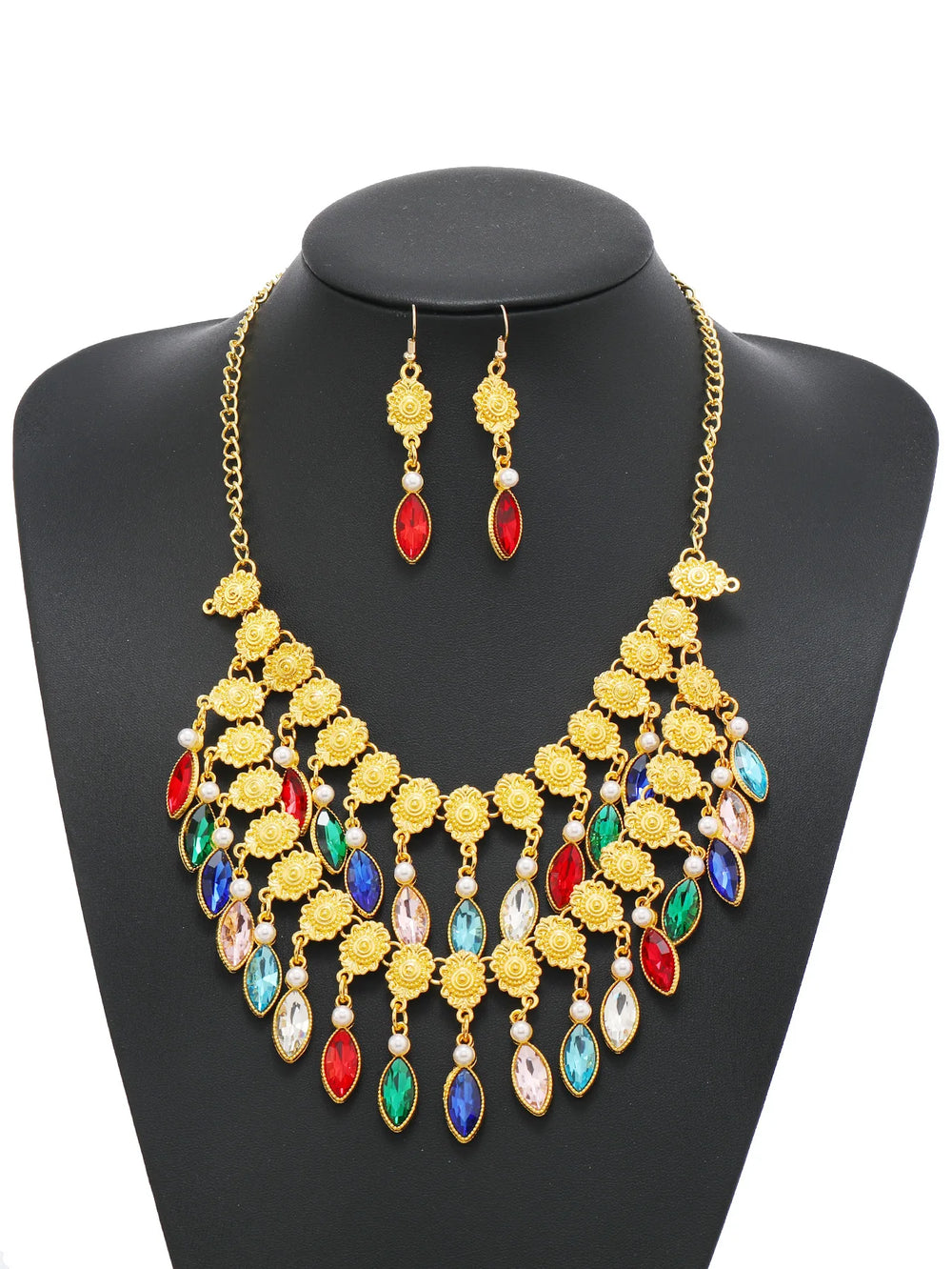 Floral Crystal Necklace & Earrings Set | Braviixx