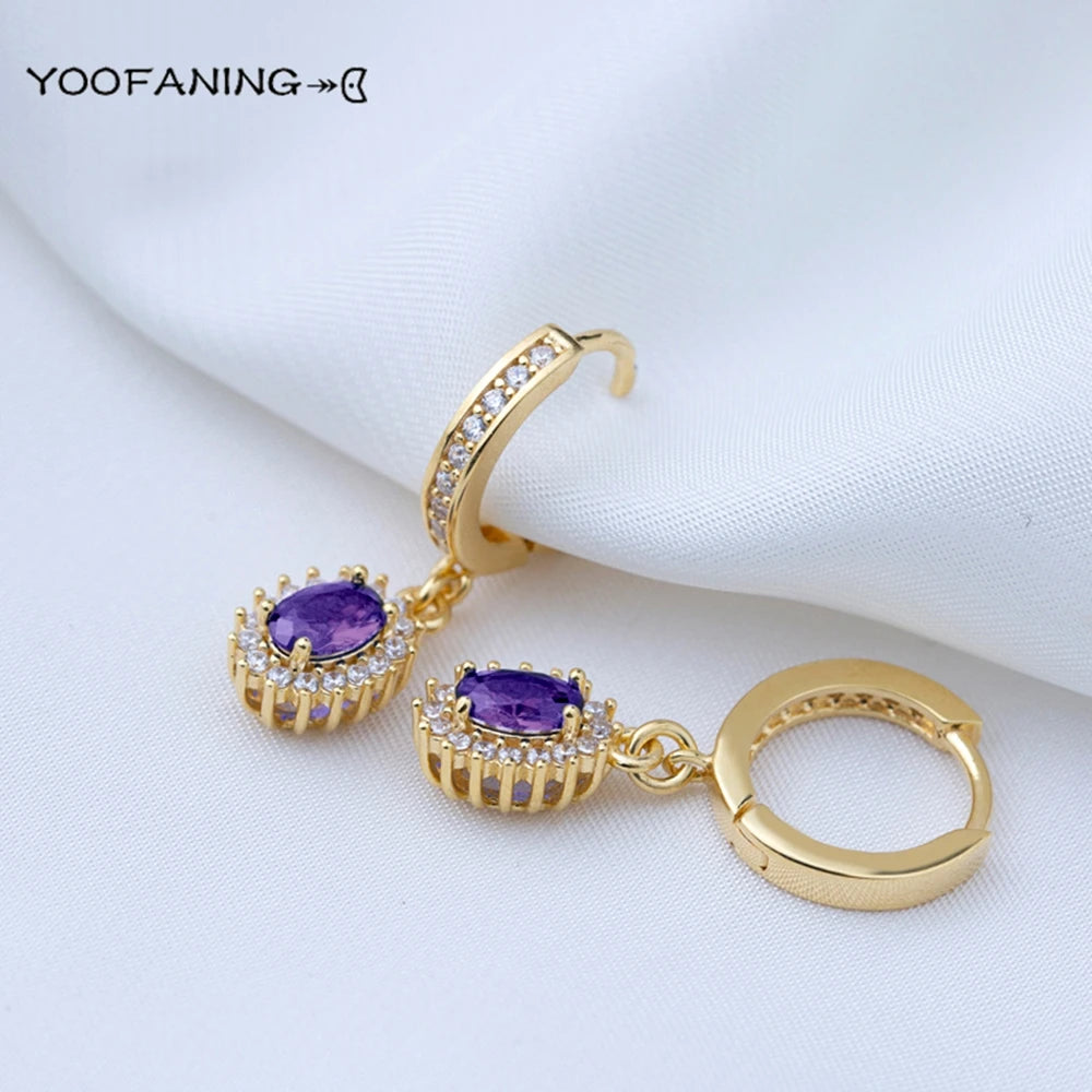 Hot Selling925 Sterling Silver Needle Exquisite 24K Gold Earrings Water Drop Gold Earrings Women's Luxury Wedding Party Jewelry