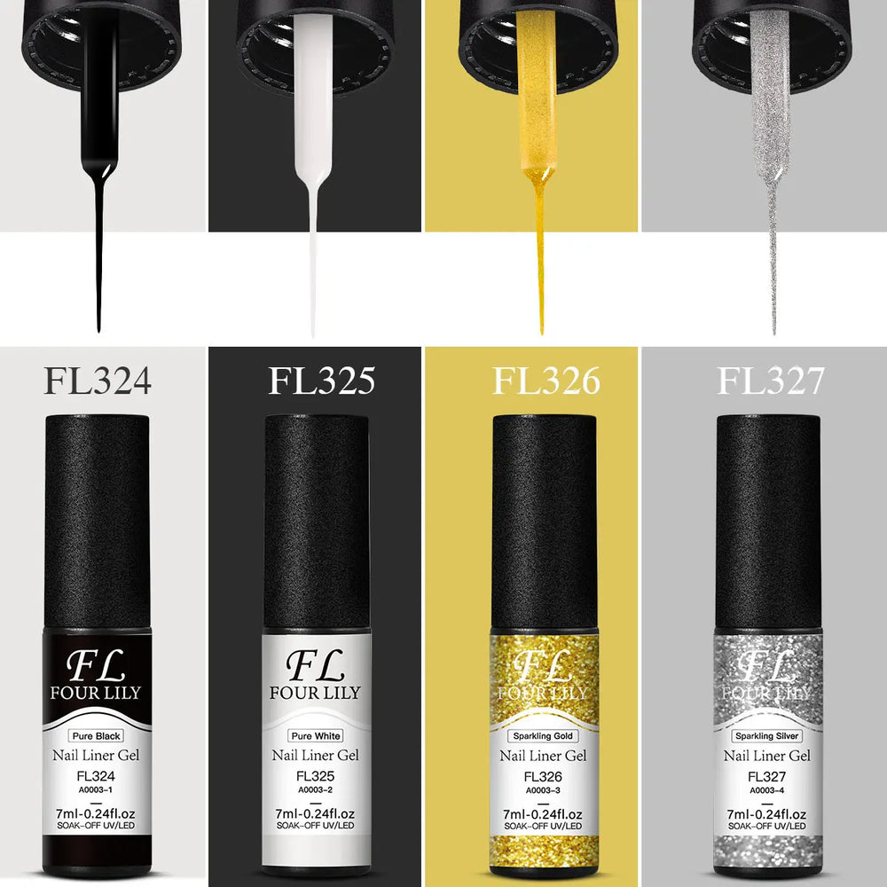 4-Color Nail Liner Gel Kit, 5ml Each | Braviixx