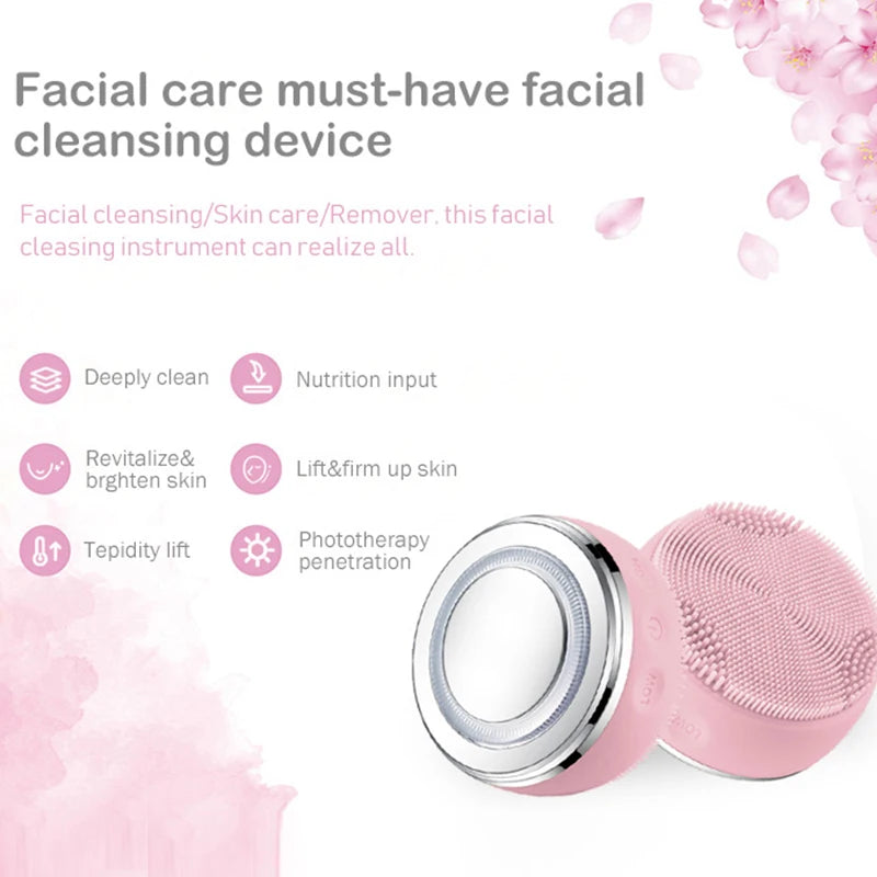 Upgraded Silicone Face Scrubber Cleaning and Exfoliating Waterproof Face Wash Brush Sonic Facial Cleansing Brush for Women