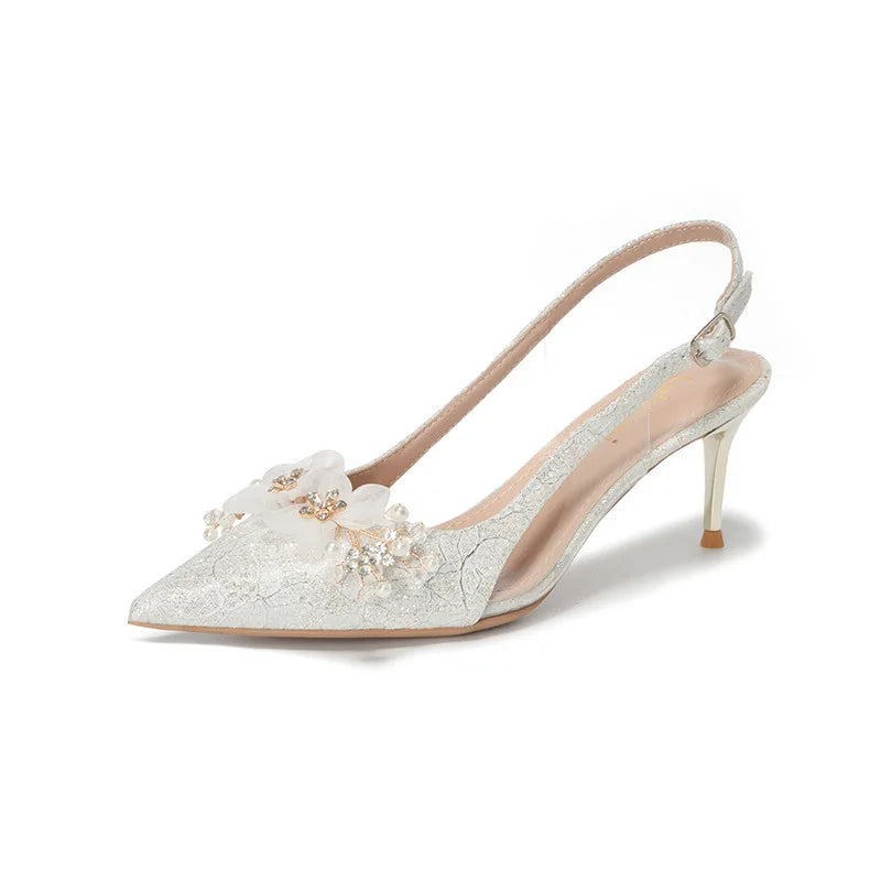 Floral Slingback Bridal Heels | Pointed-Toe Pumps | Braviixx