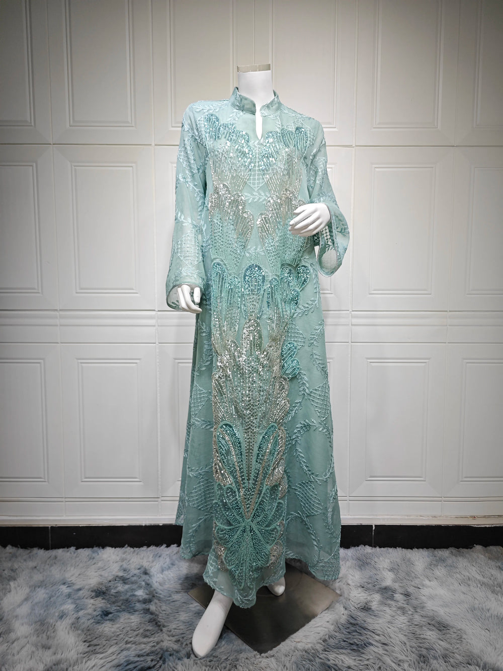 Embroidered Occasion Kaftan Dress | Flared Sleeves | Braviixx