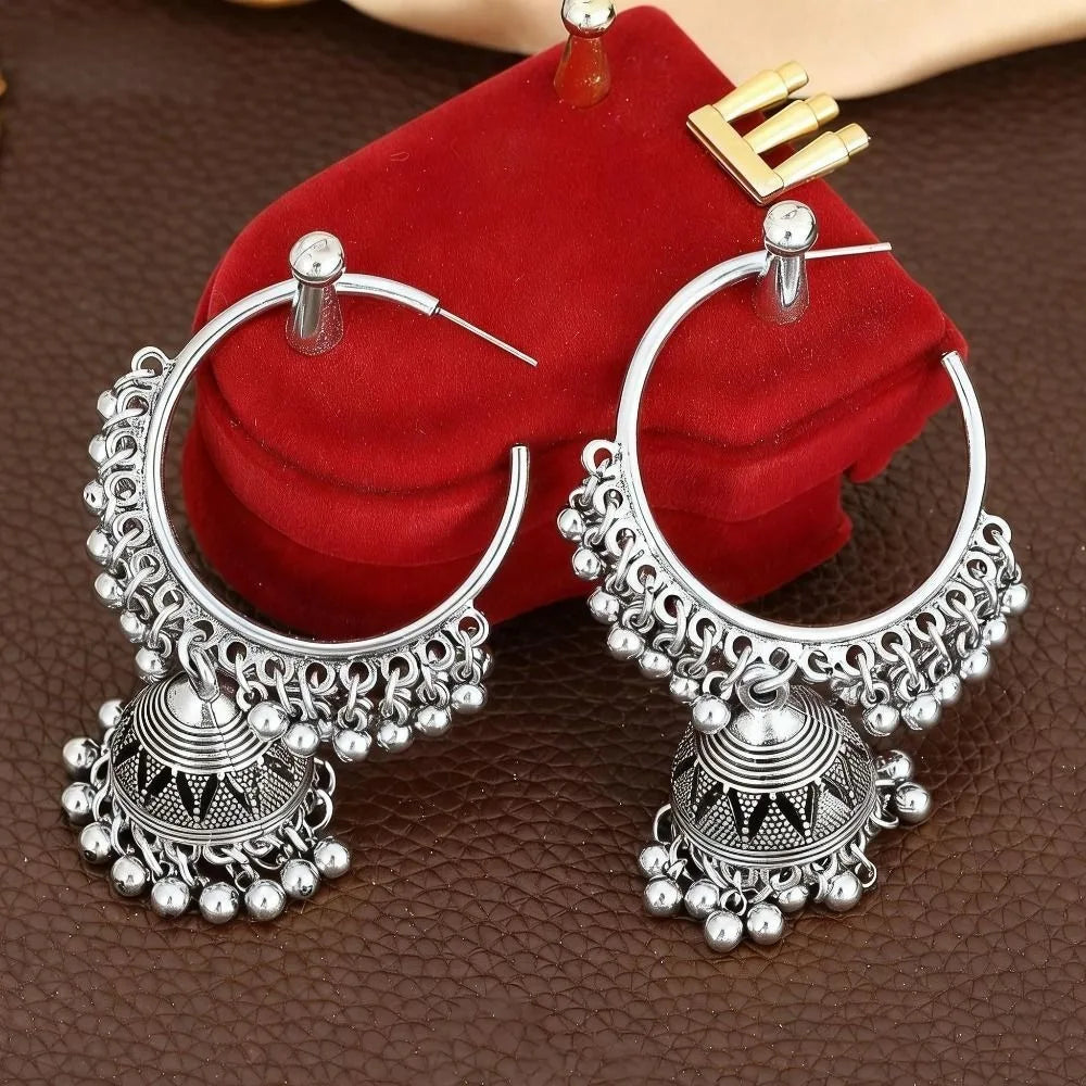 Jhumka Hoop Earrings | Bell & Bead Detail | Braviixx