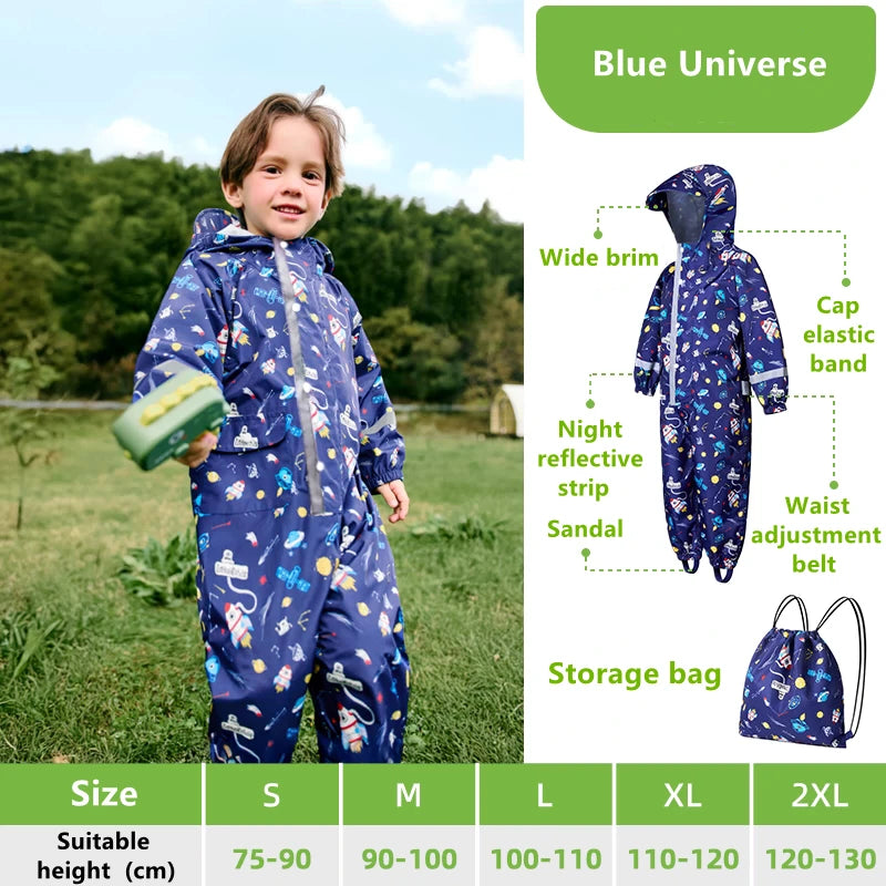Kids’ Hooded One-Piece Rainwear | Braviixx