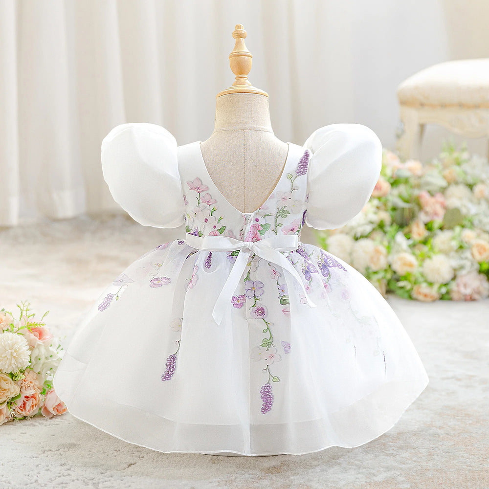 Toddler Baptism Party Baby Girls Dress Elegant Flower 1st Birthday Wedding Princess Dress Girl Christening Bridesmaids Prom Gown