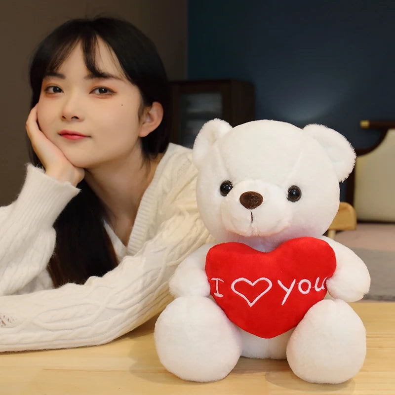 28cm Teddy Bear Holding Heart | I Love You Plush Gift | Braviixx