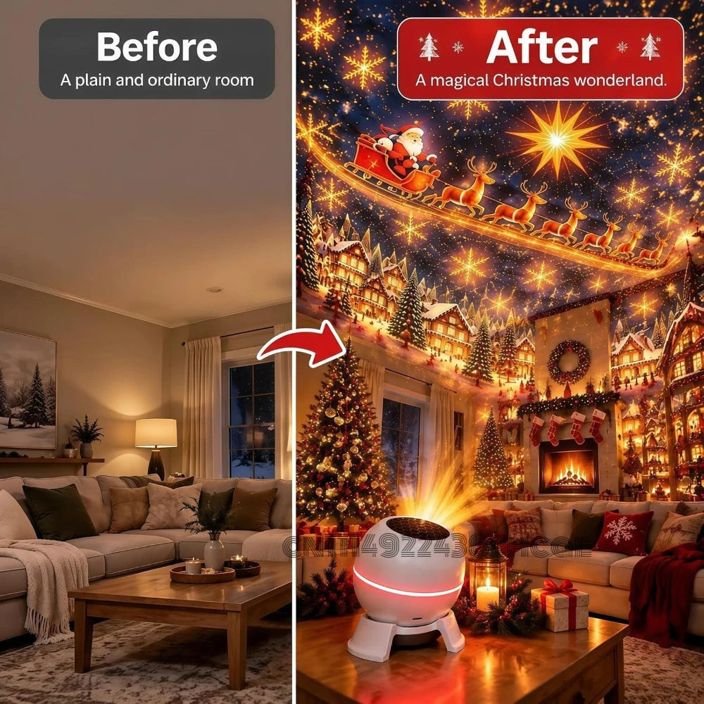 Christmas Projection Night Light | USB-Powered Indoor Decor | Braviixx