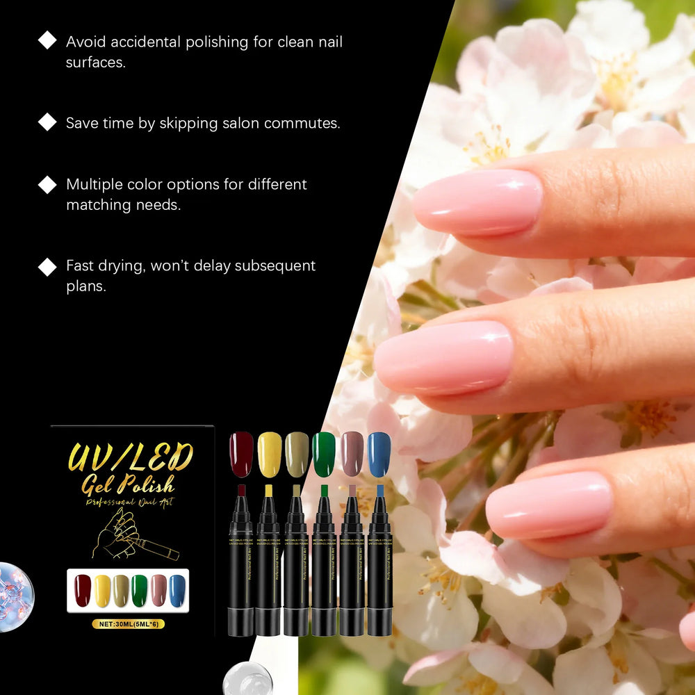6-Piece Nail Art Drawing Pen Set | 5ml Colour Series | Braviixx