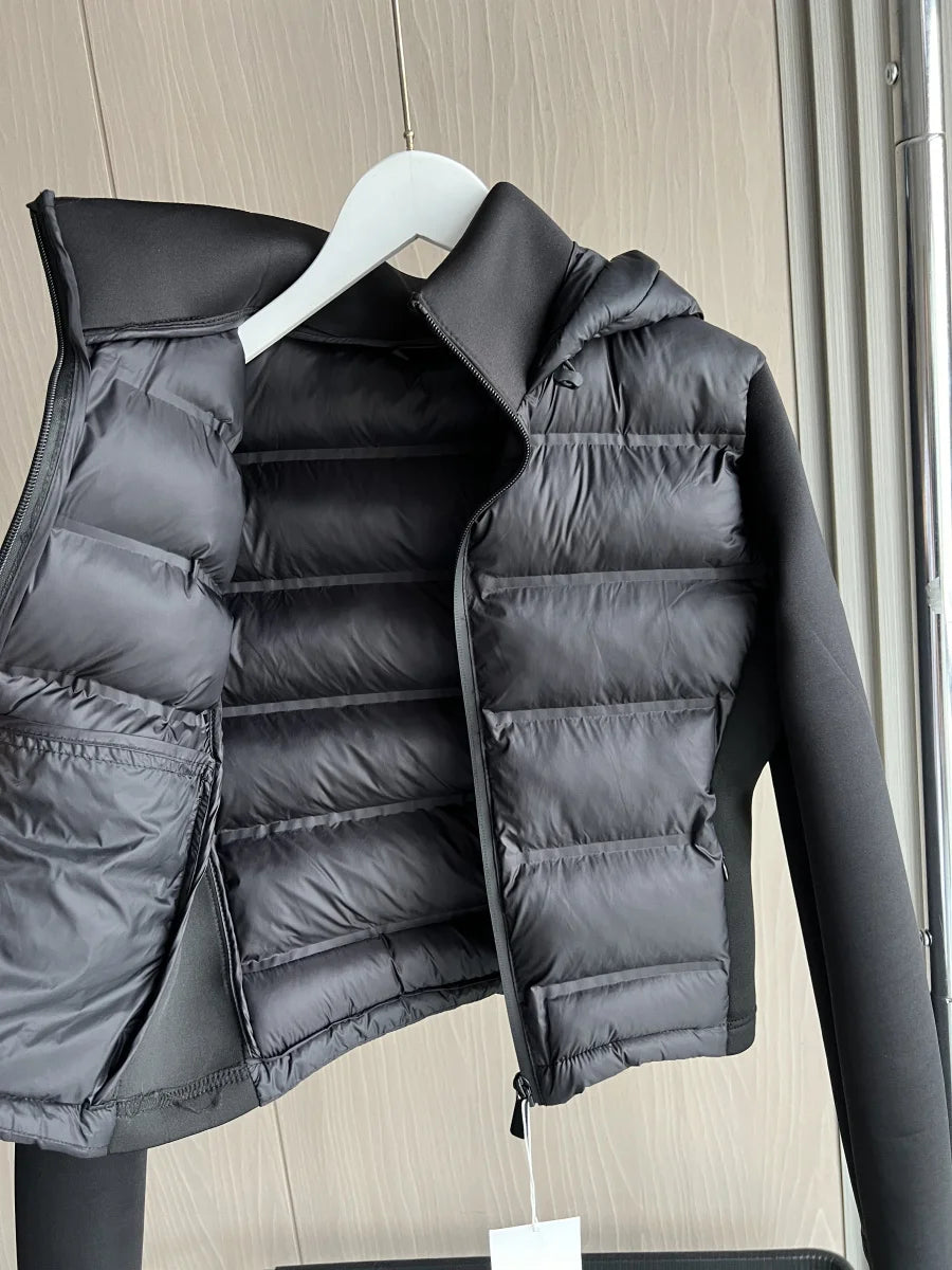 Women's Hooded Quilted Jacket | Stand Collar & Contrast Sleeves | Braviixx