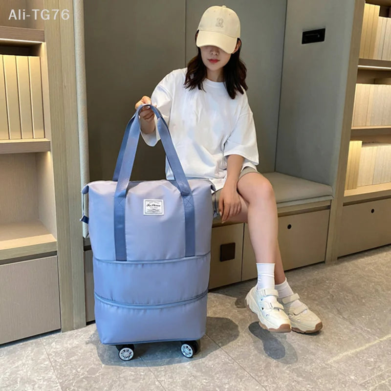 Expandable Rolling Travel Tote | Two-Level Expansion & Wheels | Braviixx