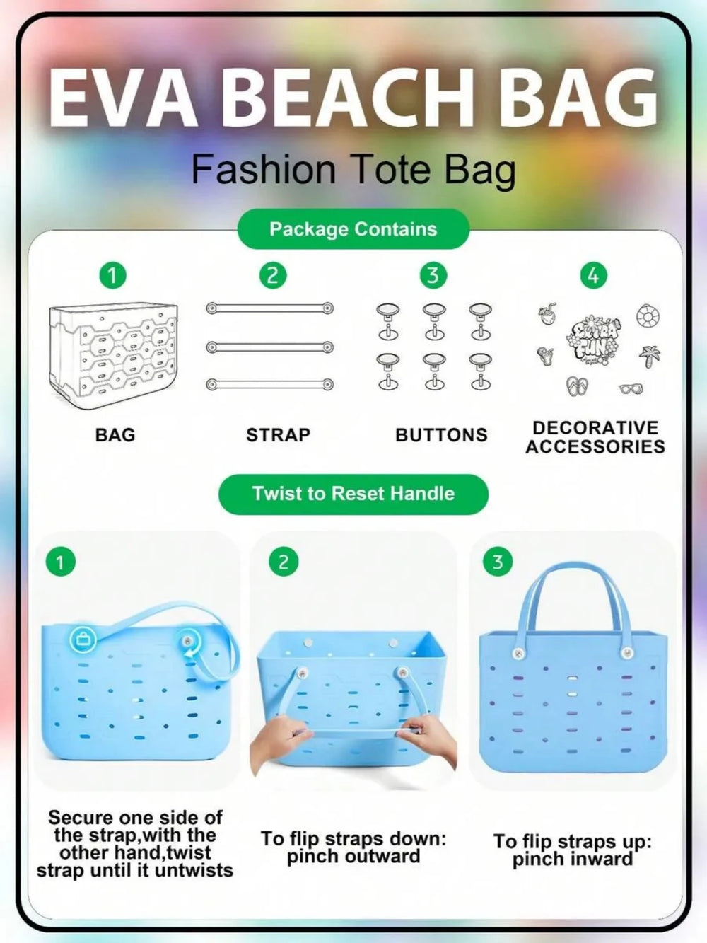 EVA Beach Tote Bag | Perforated Design & Twin Handles | Braviixx