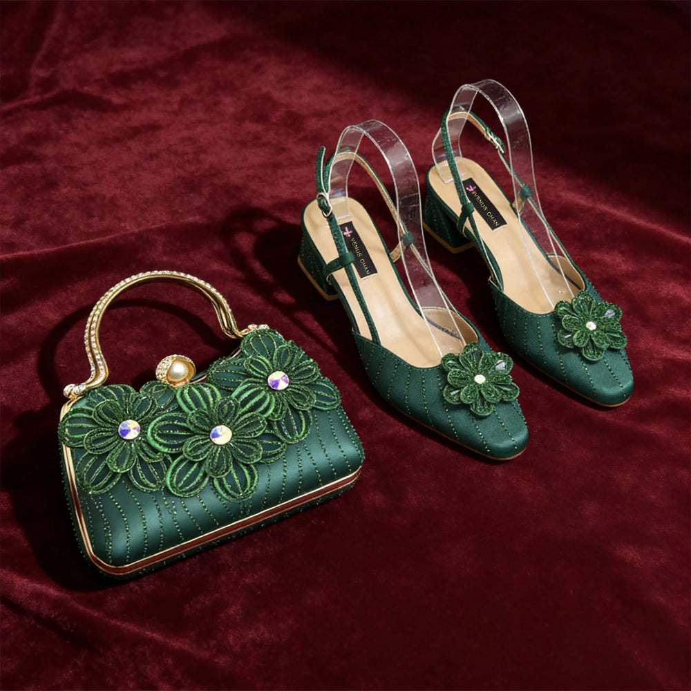 Floral Slingback Shoes & Matching Bag | Braviixx