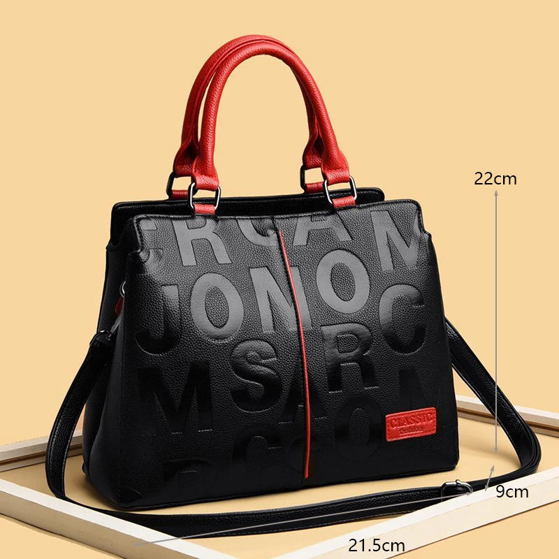 Women's PU Top-Handle Handbag | Letter & Check Styles | Braviixx